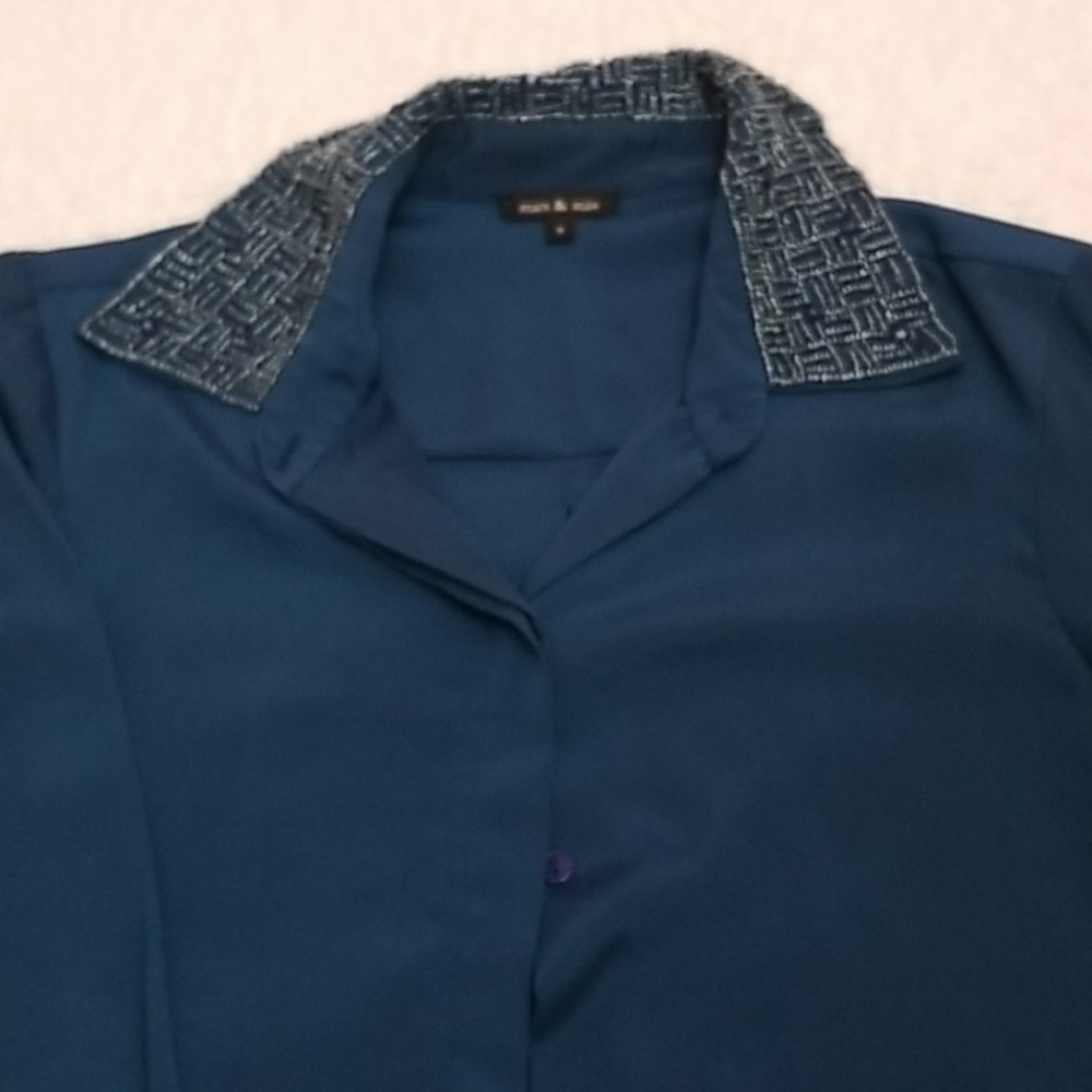 Max & Mia embellished neckline blouse